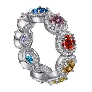 Loveden Eternal Band Ring Colorful Moissanite Ring Women Daily Jewelry Accessories s925 Sterling Silver Birthday Valentines Day Gift
