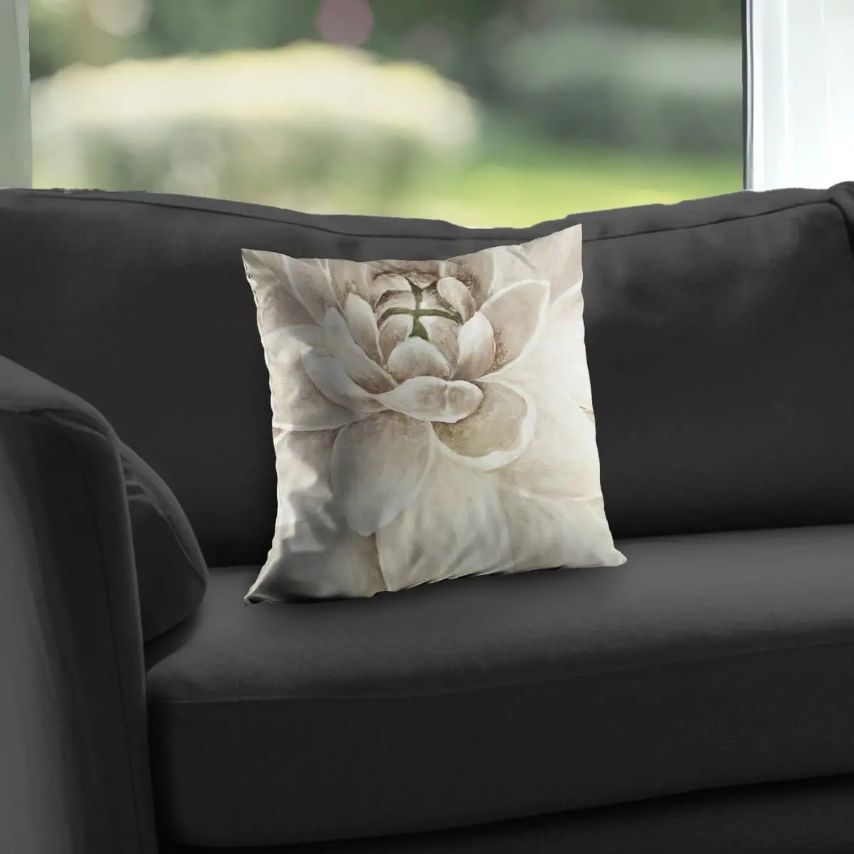 Begin Home Decor C1PT1414OPWVNB 14 x 14 in. Delicate Chrysanthemum Modern Bedroom Throw Pillow - Home Decor