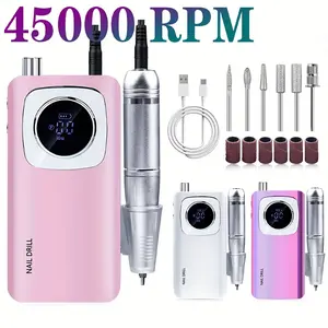 45000RPM Nail Drill Machine Electric Portable Nail File Rechargeable Nail Sander For Gel Nails Polishing For Home Manicure Salon