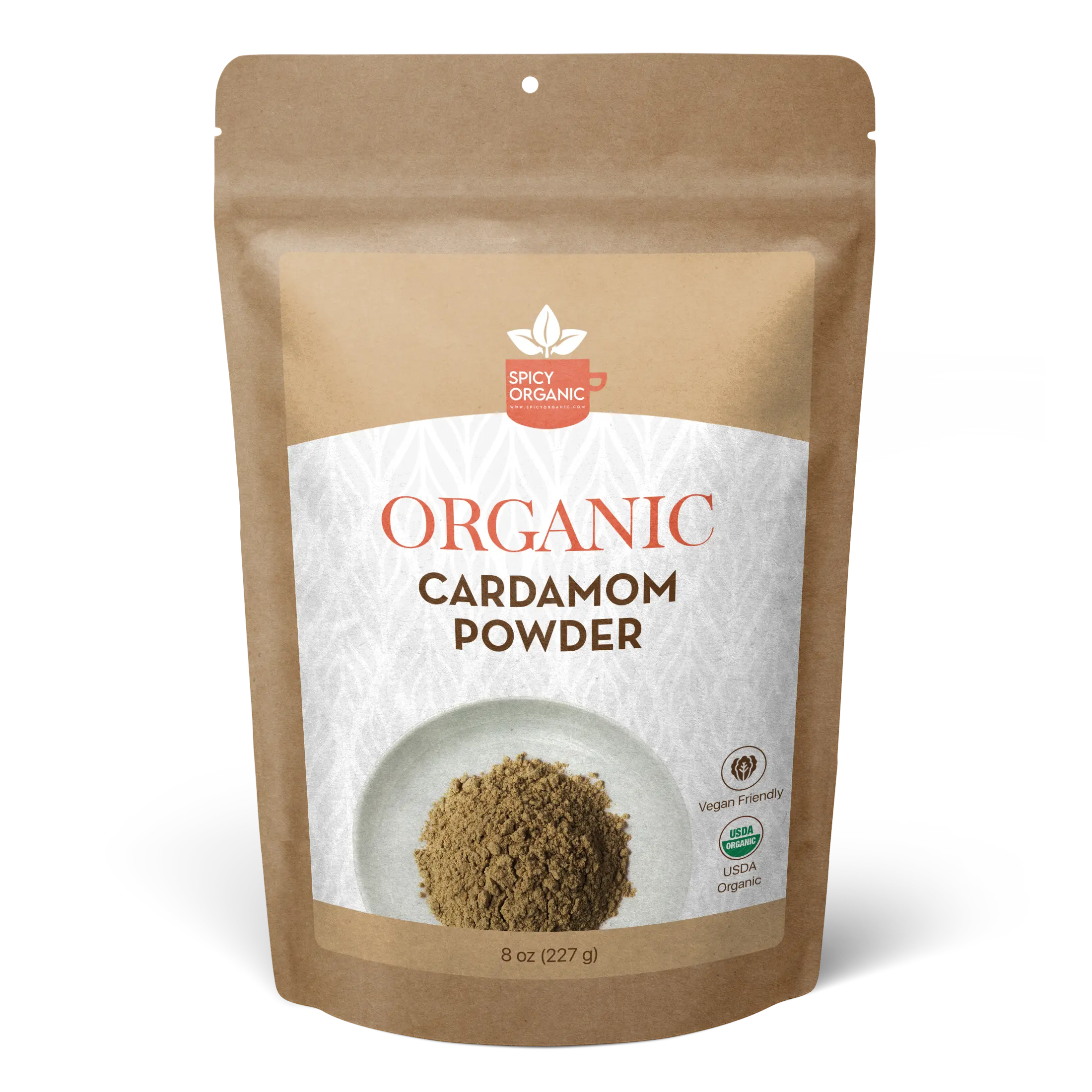 SPICY ORGANIC Cardamom Powder - 8 oz. - Certified USDA Organic Ground Cardamom Spice - Gluten Free- Non GMO - Ideal for Baking, Cooking, and Beverages Flavor