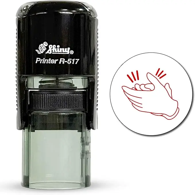 SHiNY Self-Inked Round Rubber Clap Stamp R-517 for Teachers, Office Stationery with Built-In Pad, Easy Pad Release, 0.6875 in Size, Slip Resistant Rubber Ft, Versatile Use Retail Supply, Slip Resistant Rubber Feet