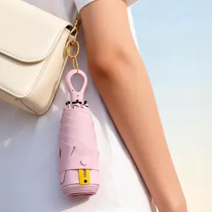 Mini Foldable Pocket Umbrella with Loop Buckle, Portable Rain, Sun & UV Protection, Rainproof, Wind Resistant, Windproof 6-Rib Lightweight Folding Umbrella Tech for Men & Women, Outdoor Hiking, Travel & Everyday Use, graduation gift  Manual