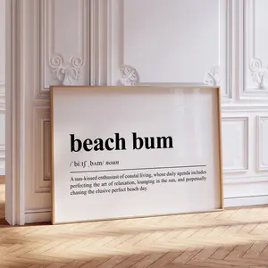 Beach Bum Definition Wall Art, Printable Beach Quote Art Print, Coastal Aesthetic Print, Beach House Decor, Trendy Summer Print