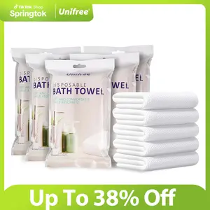 Unifree XL Disposable absorbent Bath Towels, 27.5" x 55", Thick, Individually Packed, Superabsorbent, Ideal for Camping, Travel, Gym, Barber, 5-20 Ct, Soft Multi-Purpose Dry Wipe, Hygiene Washcloth sheet business trip Single Use Towelette