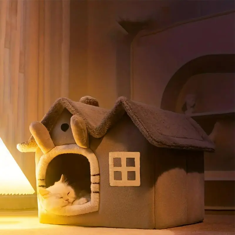 Durable Summer Cat Carrier, House Shaped Pet Bed, Double-top Removable and Washable Dog House, Winter Warm Pet Tent, Cat Products, Pet Products, Cruel