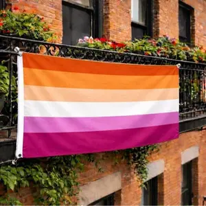 LGBT Lesbian Pride Flag, 3x5 Foot Rainbow Banner, Indoor Outdoor Decoration for Home and Events