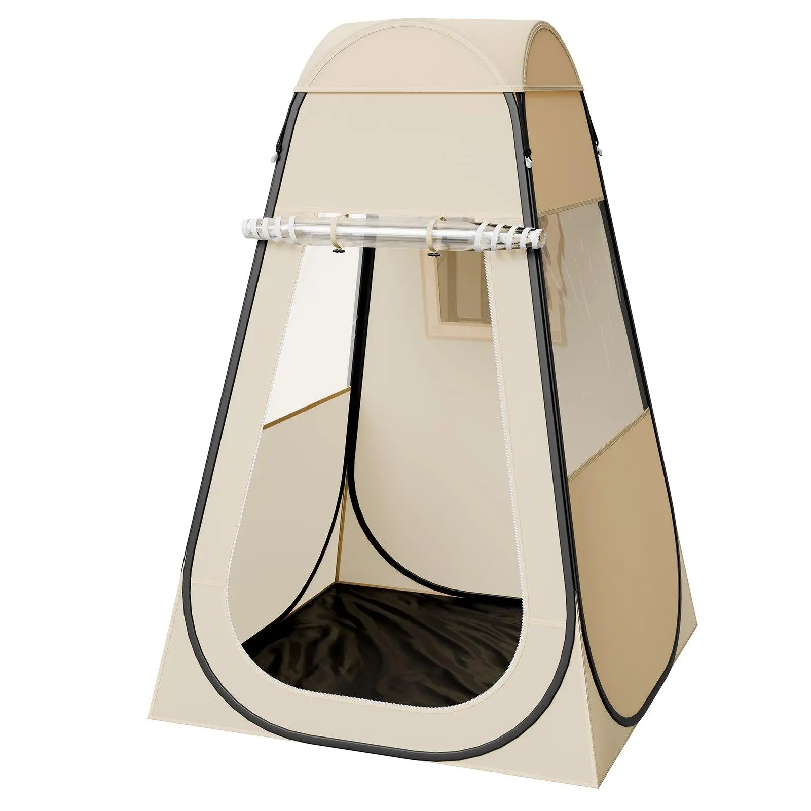 47x47in 1 Person Clear Pop Up Bubble Sports Tent, Waterproof Outdoor Igloo Dome Pod with Removable PE Floor Mat & Detachable Top Rain Cover, Ventilated TPU Weatherproof Shelter with Glow-In-The-Dark Stakes for Fishing Sports Cheering Garden Events