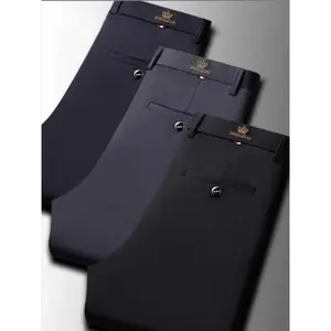 Men’s 3-piece loose straight elastic formal pants set, wrinkle-resistant and comfortable business trousers, suitable for both casual wear and work, ideal for all seasons GARMENTARY