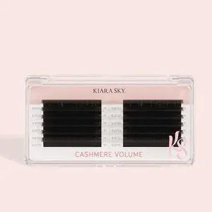 KIARA SKY LASH Cashmere Volume Lash Extensions | Premium Cashmere Lash Extensions | Soft Semi-matte natural finish | For Professional Eyelash Extensions Use Only | Black, (C-0.05-11MM)