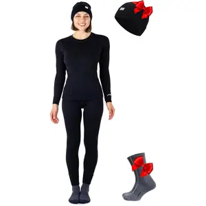 Wool Base Layer Women Set - Midweight Merino Wool Underwear Women Top, Bottom