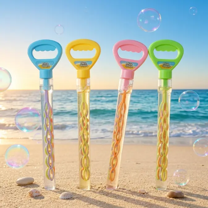SHCKE 5-Claw Bubble Wands 4-Pack with 480ml Bubble Solution, 16.7 Inch Extra Large Bubble Wand for Kids, Refillable Bubble Toys Set for Summer Outdoor Birthday Party Favors#SummerVibes