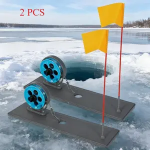 Winter Fishing Snow Ice Flag Set, Portable Automatic Float Square Fishing Platform, Ultra Short Ice Rod, Quiet Hanging Device, 2 Pieces