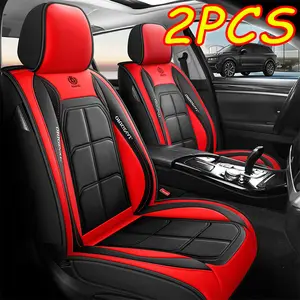 Cab Trd Sport Offroad 2PCS Red & Black Leather Car Seat Covers for Enhanced Comfort and Style - Luxurious Feel & Versatile Use