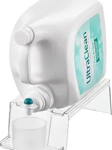 Clear Acrylic Laundry Detergent Holder & Liquid Soap Dispenser Stand Large Capacity Riser Shelf for Bottles Jugs Fabric Softener Bleach Space Saving Storage Organizer for Utility Rooms