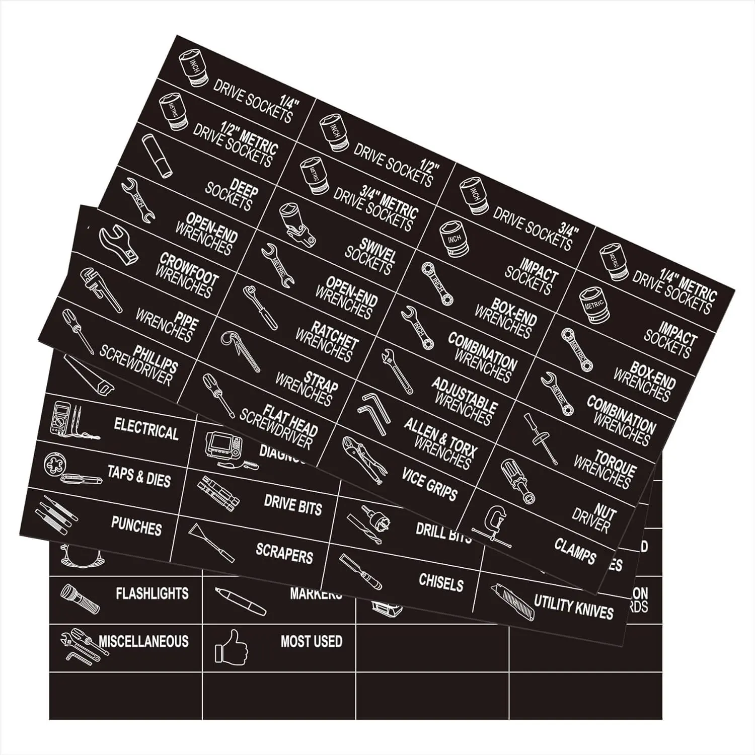 84 PCS Magnetic Labels for Iron Toolbox: 3.2x1 Tool Chest Drawer Labels, Toolcart Magnets for Workshops and Garage, Tool Storage Tags for Mechanics & DIY