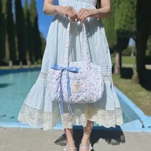 Blue summer berries coquette cat handbag