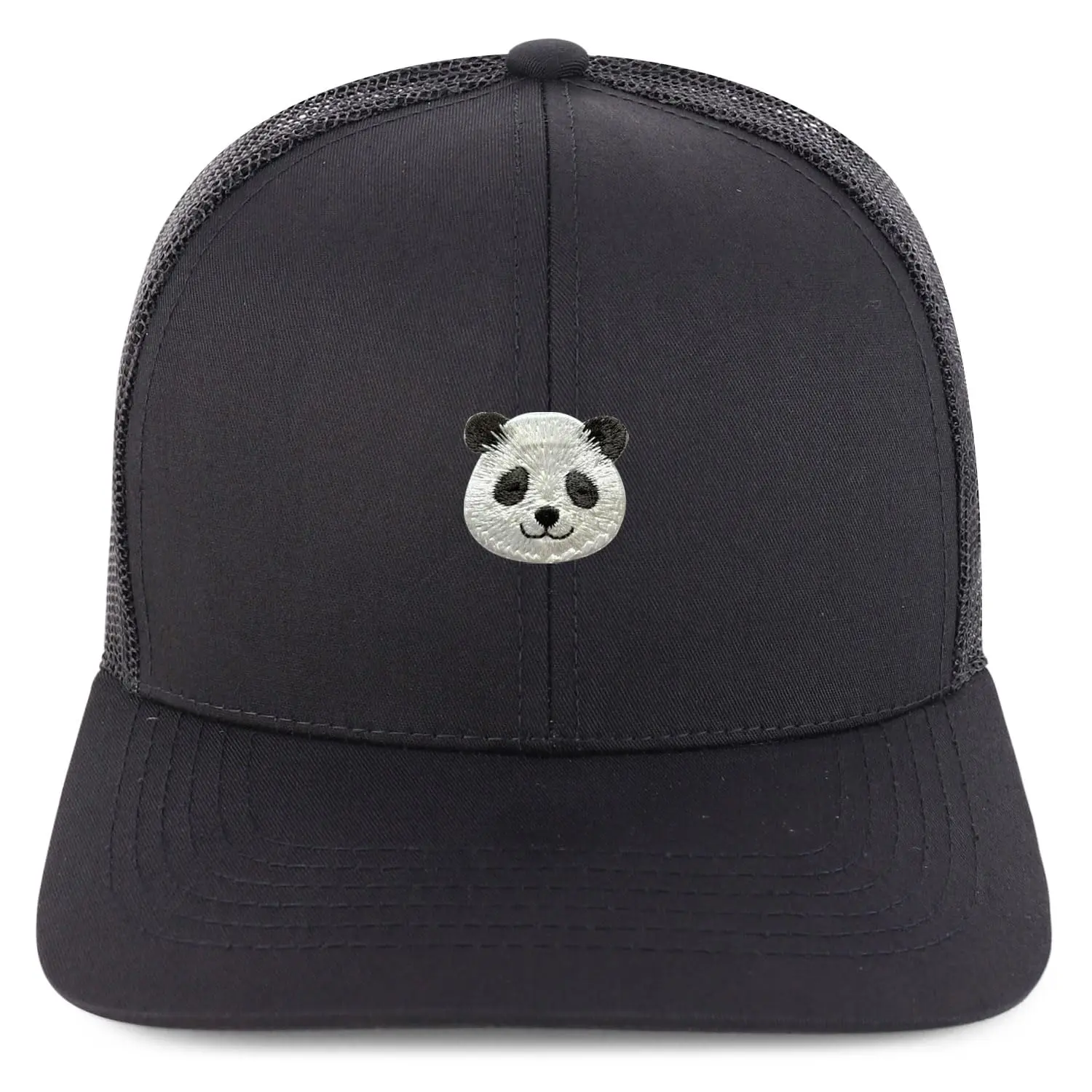 Trendy Apparel Shop Panda Embroidered Patch Structured 6 Panel Mesh Back Trucker Cap