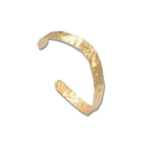 18K Gold Filled Wavy Hammered Cuff Bracelet