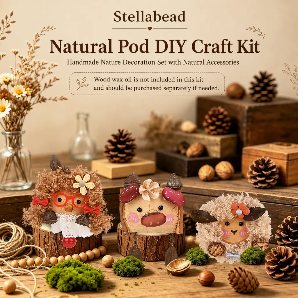 Stellabead Natural Pod DIY Craft Kit, Handmade Nature Decoration Set with Natural Accessories