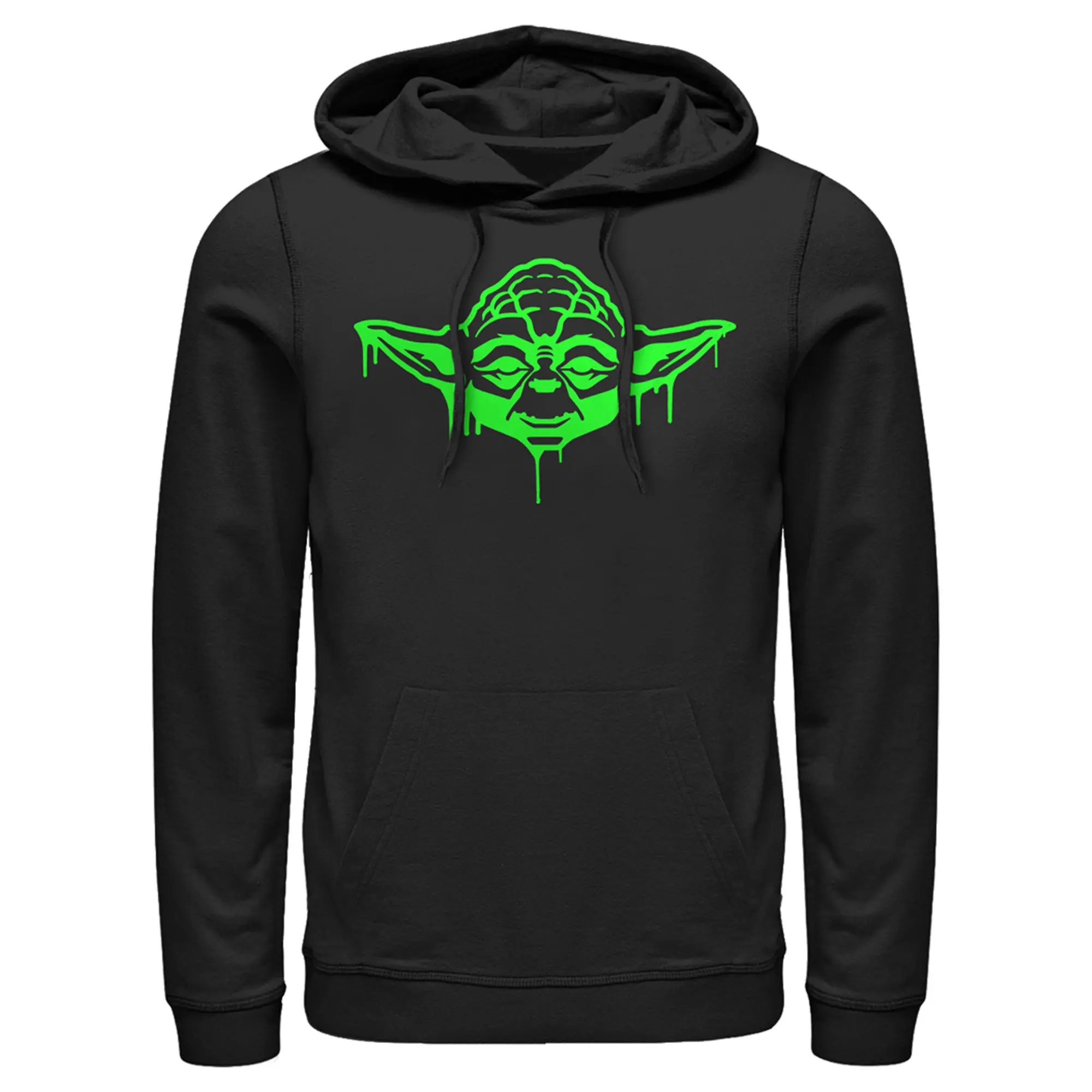 Men's Star Wars Halloween Graphic Long Sleeve Drip Hoodie, Casual Jedi Master Yoda Apparel, Pull-Over Sweatshirt, Drip Hoodies