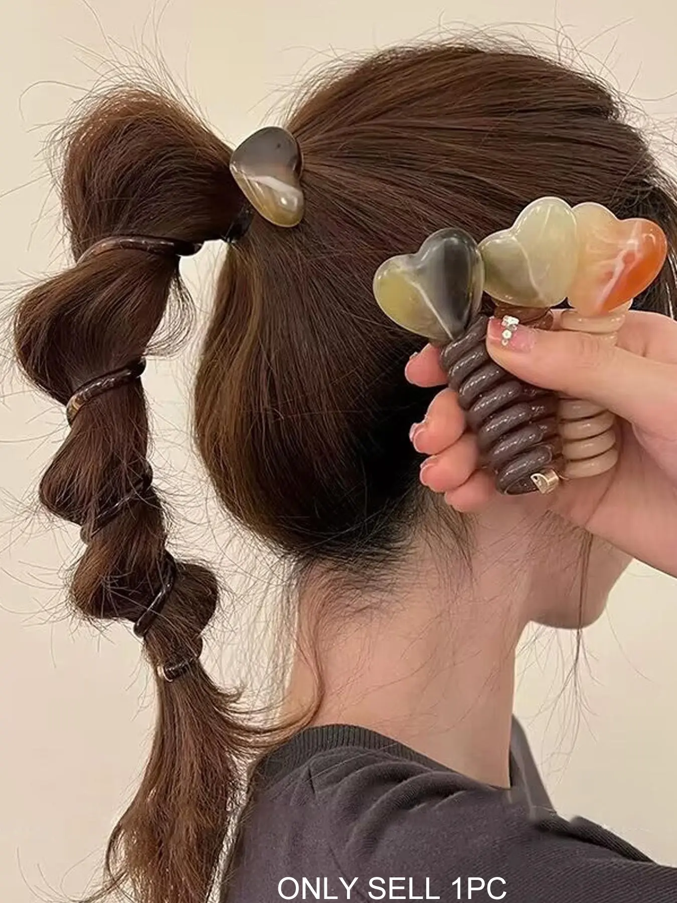 Simple Heart Bubble Ponytail Hair Tie, Cute Telephone Cord Hair Band, Tail Braid Tool, Perfect for Daily Festival Party Wear, Hair Scrunchie, Spiral Coil Hair Ties