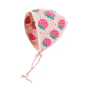 Women's Crochet Head Kerchief Knitted Hair Scarf Headwrap for Women Floral Fruits Headband