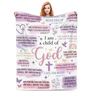 Christian Gifts for Women I Am A Child of God Blankets Religious Baptism Inspirational Gifts for Women Cozy Flannel Throw 50x60 Inches
