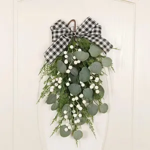 Upside Down Eucalyptus Christmas Tree - Hanging Door Garland with Inverted Design, Nordic Style Holiday Home Decor