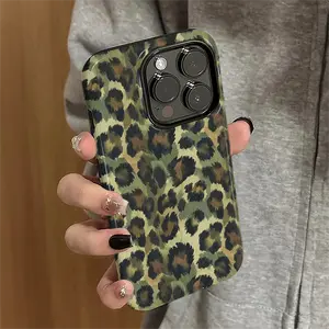 green leopard print phone case for use with iPhone 17 air 16 Pro max 15 plus 14 Pro 13/12/11/X/XR/XSMAX sublimation phone case compatible with Samsung Galaxy S25 ultra S24 plus S23 FE S22/S21 aesthetic affordable luxury creative design trending