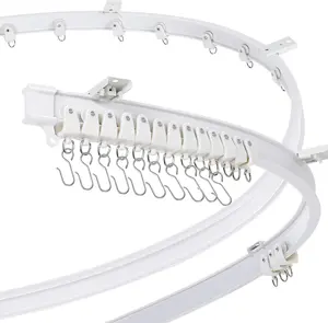 Curved Ceiling Curtain Track 9.8 Feet/3 Meters White Bendable Mount for Curtain Rail Bunk Bed Room Divider