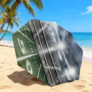 Football Field Night Scene Umbrella, Automatic Open-Close, Durable Iron Frame, Portable Folding Design, Suitable for All Seasons
