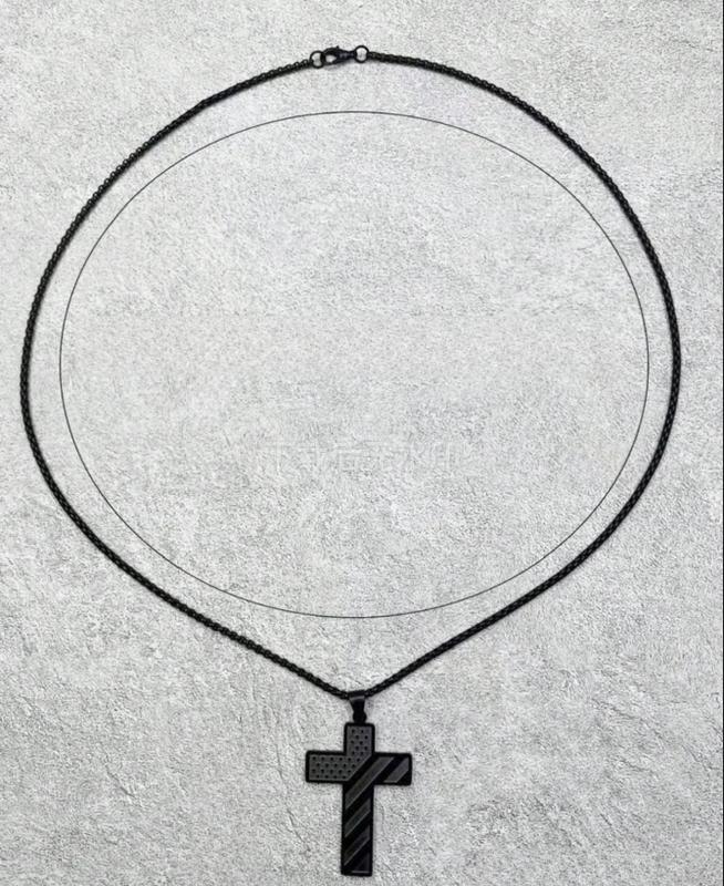 Black Crossflag Necklace,with Bible Verse& AmericanFlag,Inspirational Gift for MenTeens Boys Confirmation Birthday CoolBoyfriend Chain,Daily Accessories