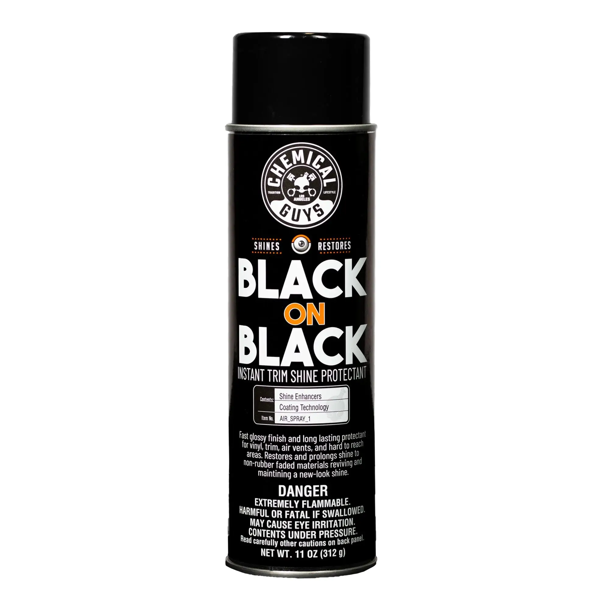 CHEMICAL GUYS Black On Black Instant Shine – High Gloss Aerosol Trim & Tire Dressing for Hard-to-Reach Areas | Restores Deep Black Look to Engine Bays