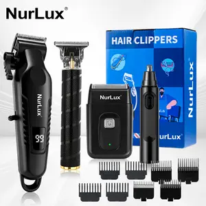 NurLux 4-in-1 Professional Hair Clippers Kit for Men – Cordless Grooming Set with Hair Trimmer, Shaver, Nose Hair Trimmer, Type-C Fast Charging, Sleek Design, Portable Travel Kit, Ideal Gift for Him