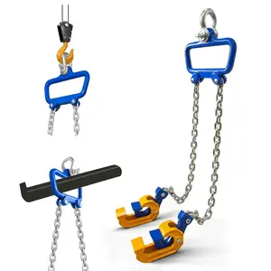 Chain Drum Lifter 2200 lbs Capacity Vertical Drum Barrel Clamp with Self-Locking Hook 1-Ton Lifter for 30-55 Gallon Drums Industrial Lift for Chemical Construction