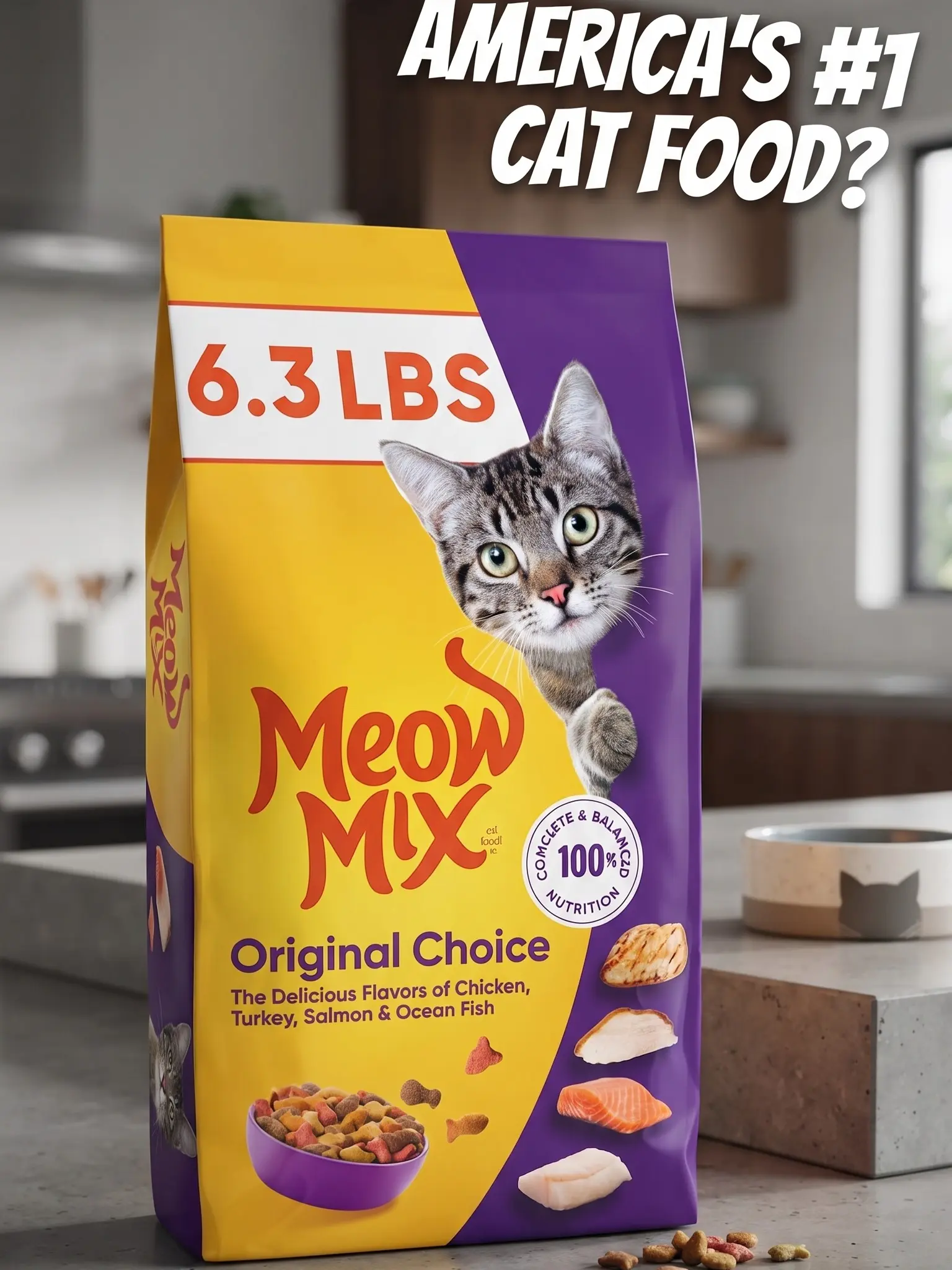 Meow Mix Original Choice Dry Cat Food, Complete & Balanced Nutrition for Adult Cats, 6.3 lb Bag