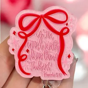 Glitter My Badge Valentine’s Day scripture badge reel for nurse and student nurse. Badge clip Badge pull - Retractable swivel clip with a 360 rotation. Great gift for coworker.