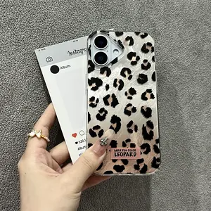 Gradient Leopard Print Premium Niche Phone Case for iPhone 17, 16, 15, 14, 13, and Pro Max. Unisex Shockproof Case for iPhone 16 Plus and 15 Plus. Drop-Resistant Protective Case.