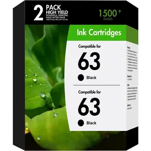 63XL 63 Black Ink Cartridges Replacement for HP63 XL Black Ink Work for  Envy 4520 Officejet 3830 4650 5255 5258 5200 4655 Envy 4512 Deskjet 1112 2130 3630 Printer High Yield Black 2-Pack