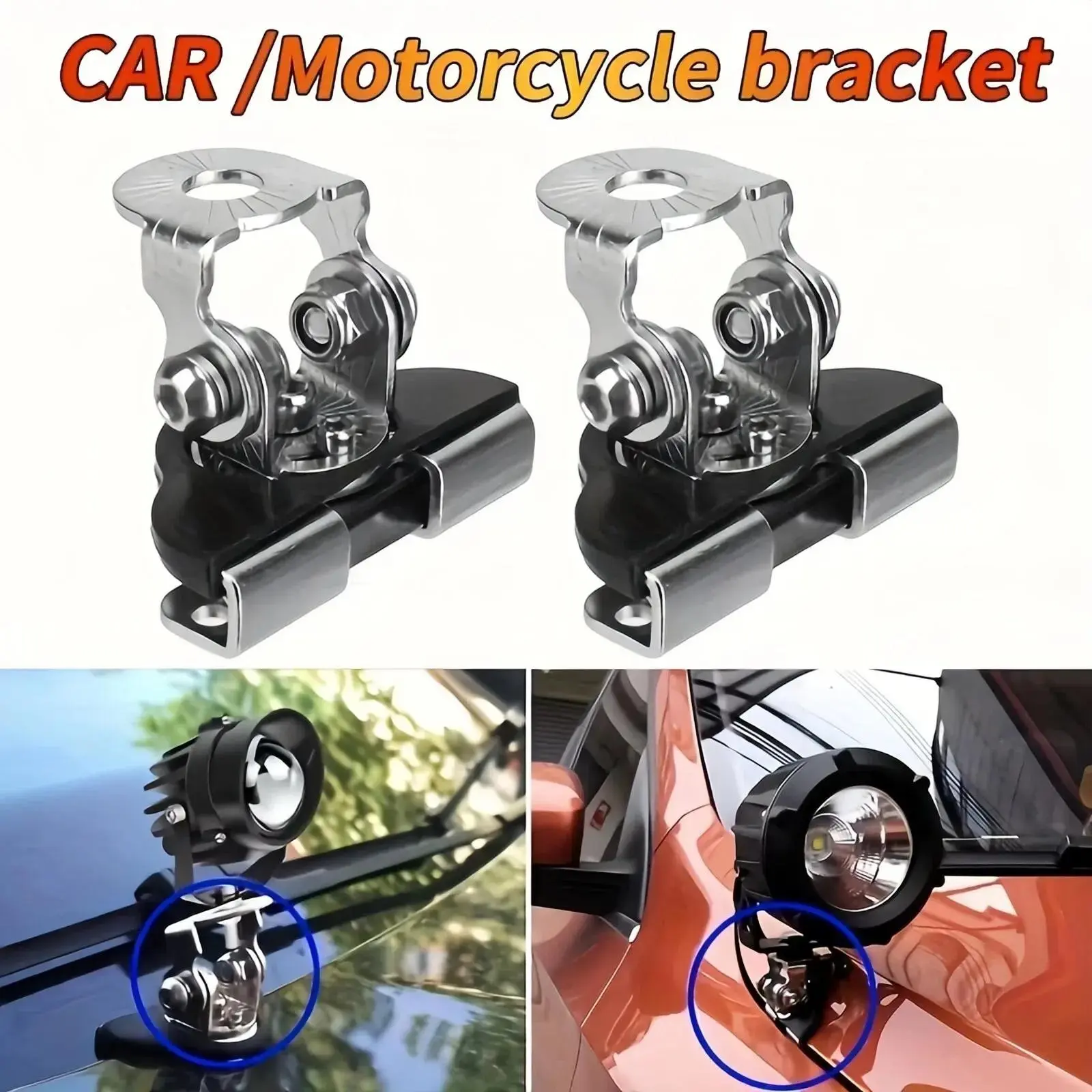 Off-Road Car Hood Mount Bracket, LED Spotlights, No Drilling Universal Installation, Adjustable LED Light Base, Durable Iron, Easy Install, Motorcycle Car Accessories