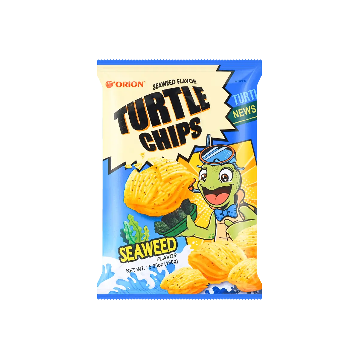 ORION Turtle Chips Seaweed Flavor 160g - Korean Snack, BTS Suga's Favorite, Crunchy & Savory