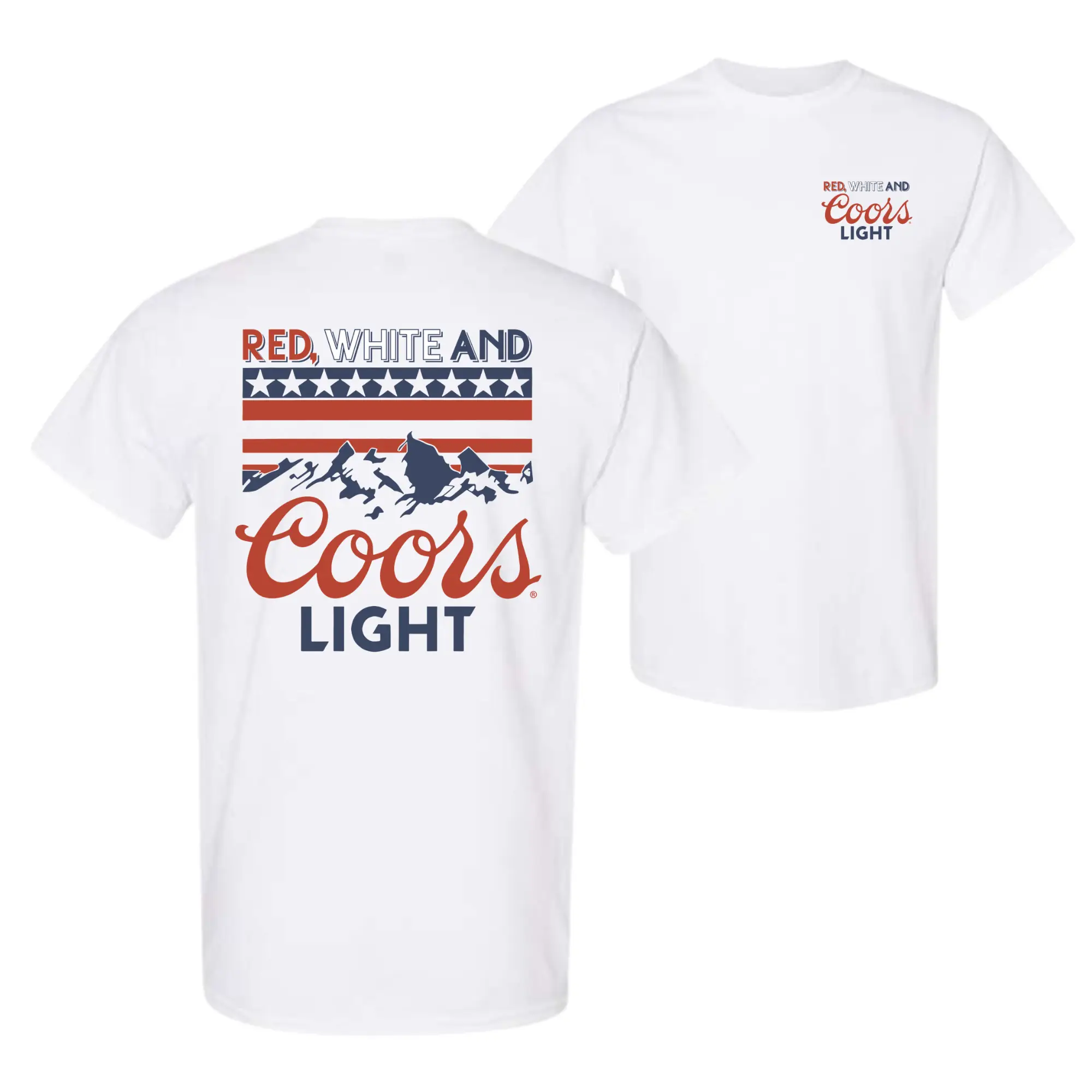 Red White And Coors Light 2-Sided Shirt Coors Light, Colorful, For Him, For Her, Casual Crew Neck, Graphic Tee Clothes Comfort