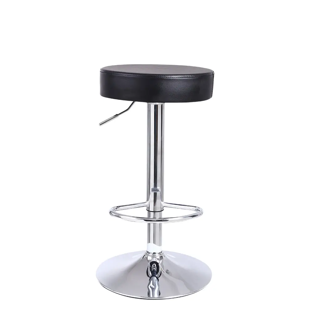 KKTONER PU Leather Round Bar Stool - Adjustable Height Seating, Modern Counter Stools, Height-Adjustable, with Footrest, Black