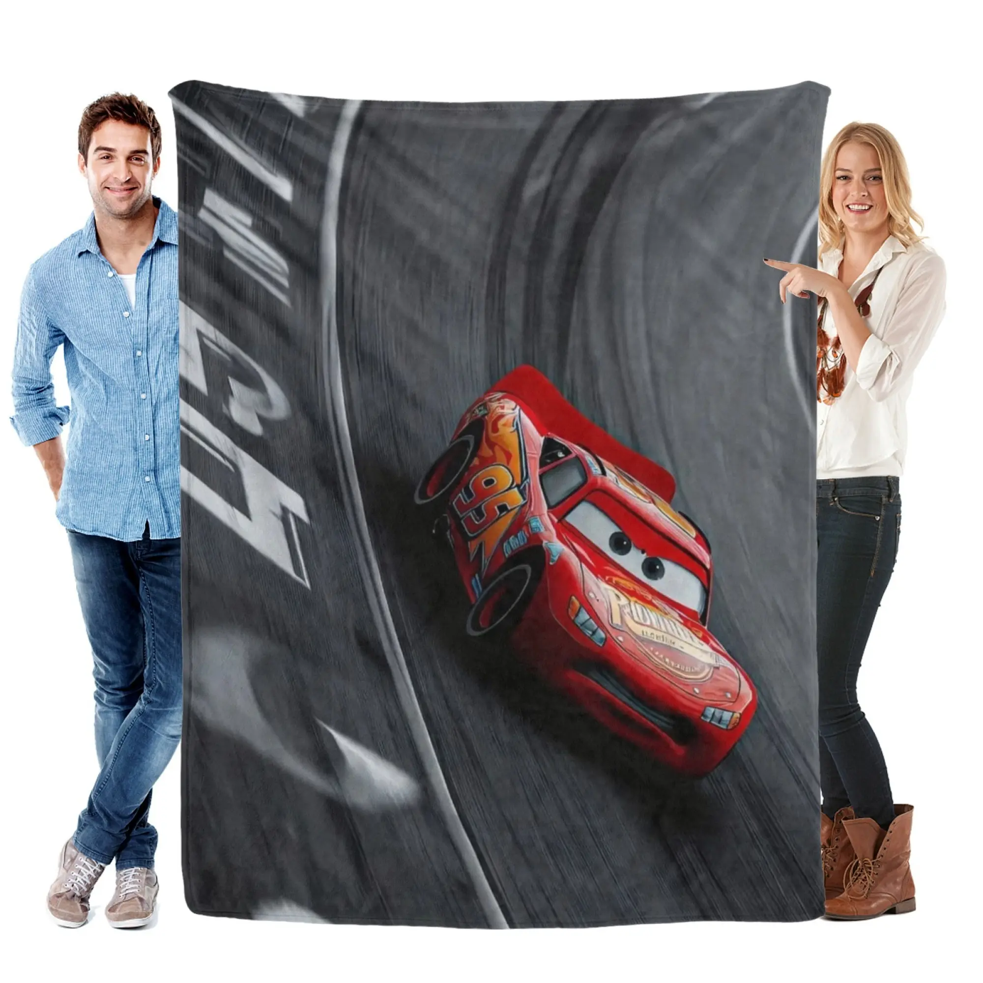 [SummerVibes] DISNEY CLASSIC Cars Lightning McQueen Racing Flannel Blanket, Soft Cozy Throw for Home, Bedroom Decor & Couch