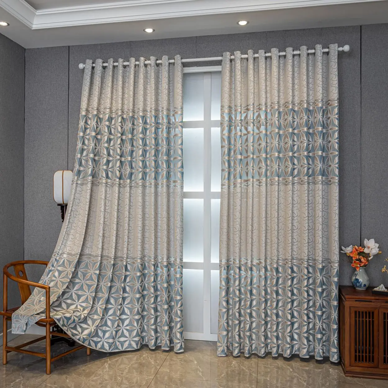 Geometric Pattern Curtain, 1 Panel Modern Simple Window Curtain, Home Decorative Curtain for Living Room, Balcony, Bedroom, Restaurant, Home Decoratio