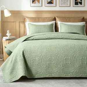 Bedspread, suitable for queen-sized bed - Soft and lightweight summer bedspread - Modern-style coin pattern bedspread suitable for all seasons - Set of three (1 blanket, 2 pillowcases)