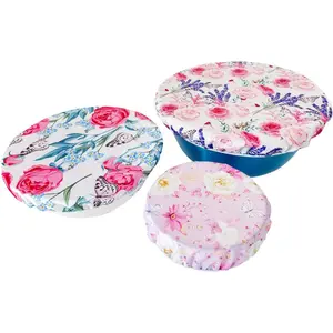 3 Pack Double Layer Bowl Covers  in 3 Size Stretch Cloth Fabric, Elastic  Storage Covers Bread Bowl Covers   for , Fruits, Leftover