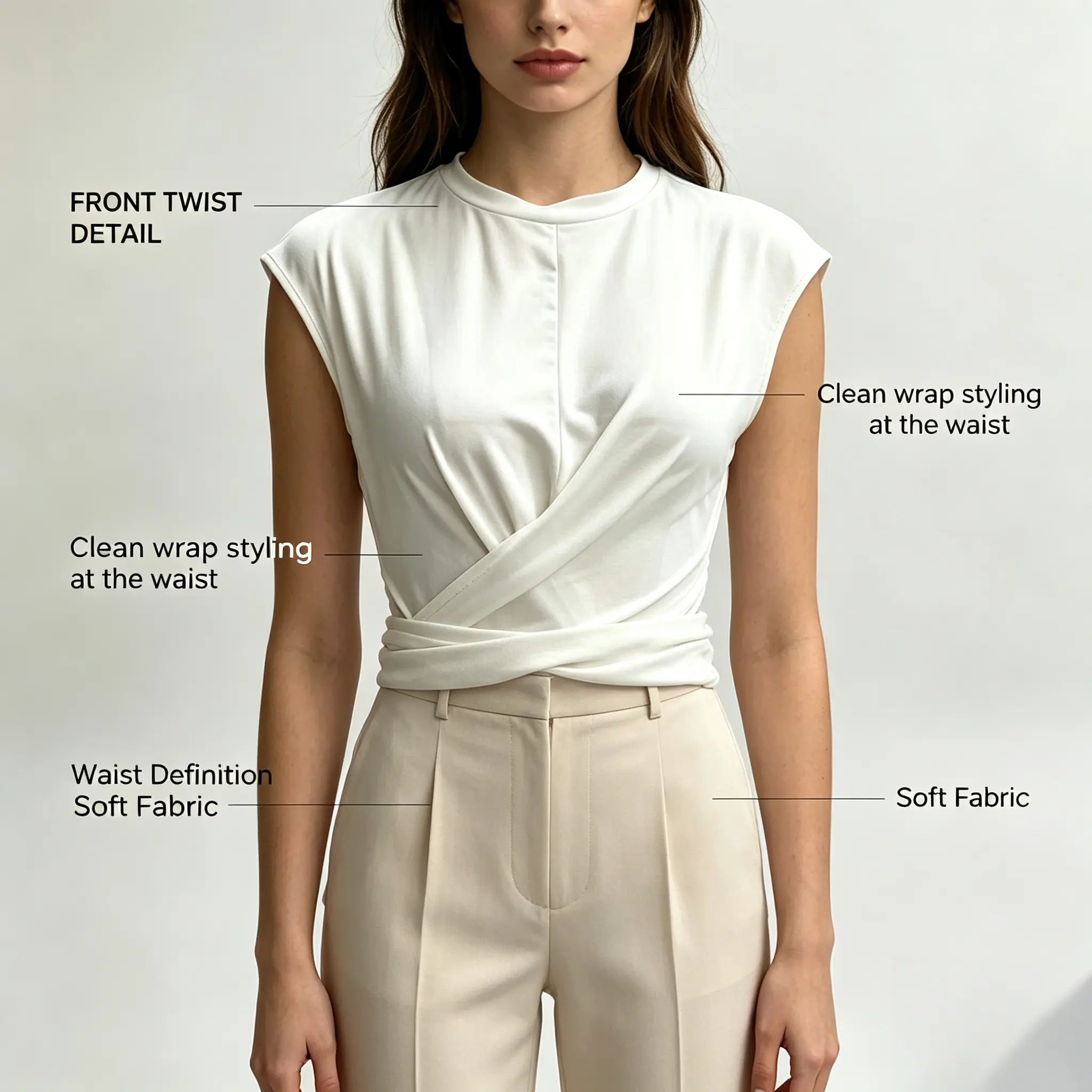 Women's Cap Sleeve Crew Neck Top Back Self Tie Wrap Waist Asymmetrical Hem Blouse oversized tshirt women