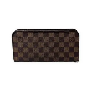 Pre-owned Louis Vuitton Damier Ebene coated canvas Small Leather Goods Zippy Wallet brown checkerboard Very Good S014260409118