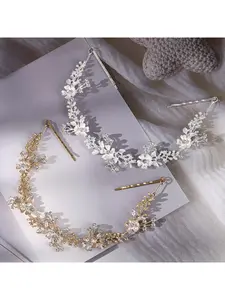 Cross-border Fashion Alloy Floral Headband Hand-inlaid Diamond Flower Soft Headband Beautiful Bride Wedding Photography Hair Accessories
